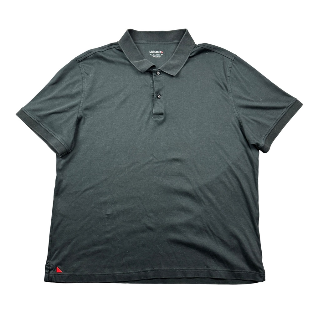 UNTUCKit Damaschino Black Polo Shirt Men XL Cotton Short Sleeve Boxy Fit MInimal